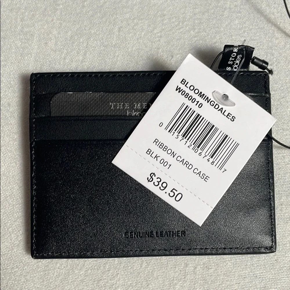 Bloomingdale's Black Leather Card Case NWT